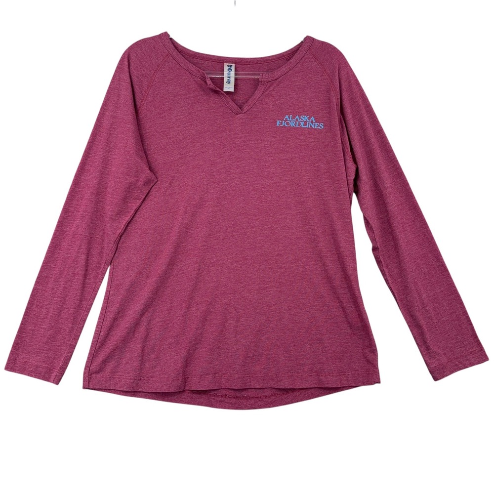 Ouray Alaska Fjordlines Juneau Graphic‎ Long Sleeve Shirt XL Heather Red Womens